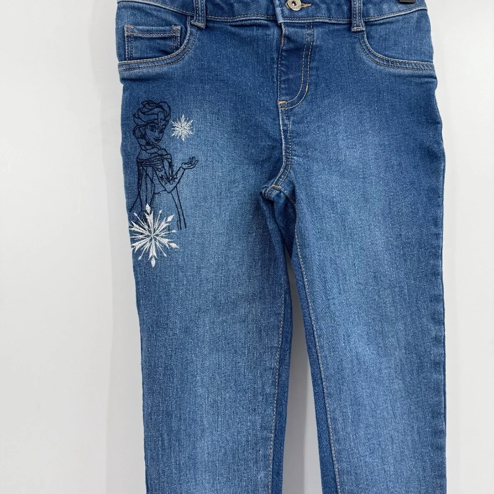 Disney Jumping Beans Jeans Girls 8 Blue Frozen Embroidered Elsa Limited Edition